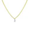 Yellow Gold Diamond Initial Cuban Chain Necklace sold by Meira T