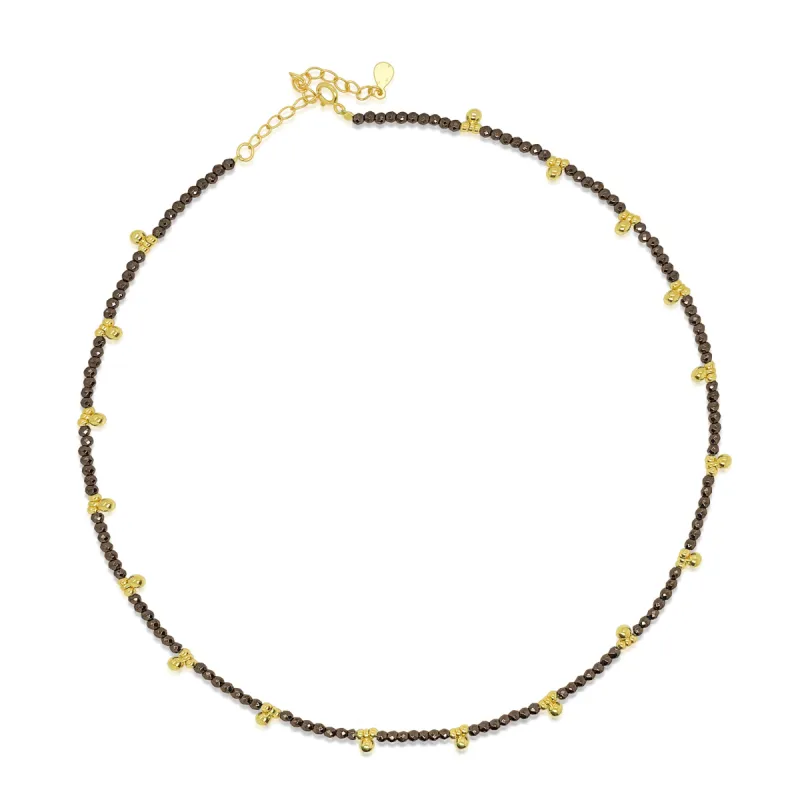 Pyrite Bead and Gold Plated Ball Drop Necklace sold by Meira T