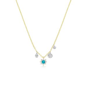 Yellow Gold Opal and Diamond Flower Necklace sold by Meira T