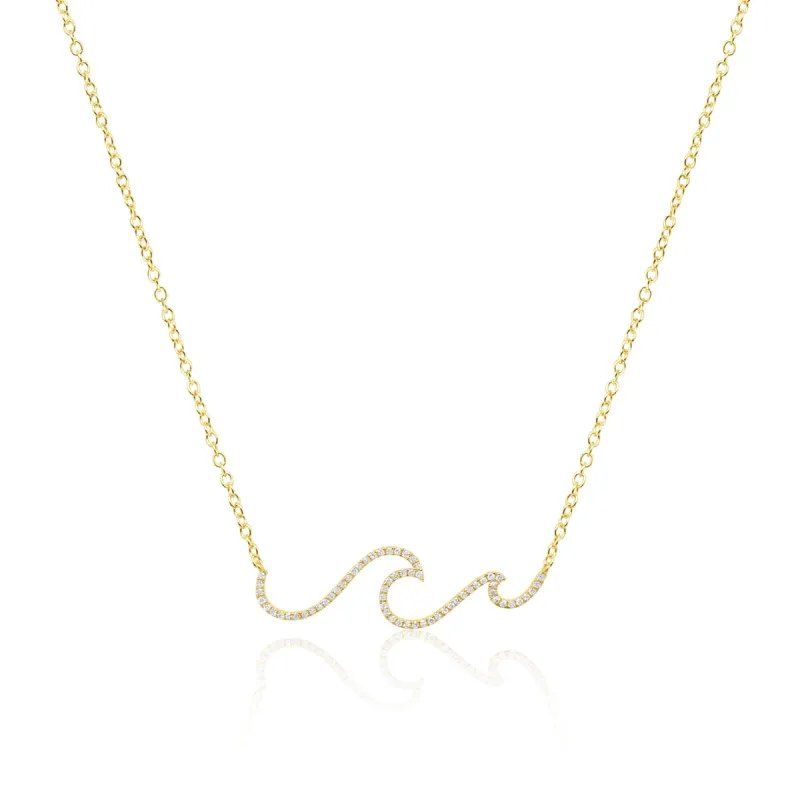 Yellow Gold Diamond Wave Necklace sold by Meira T