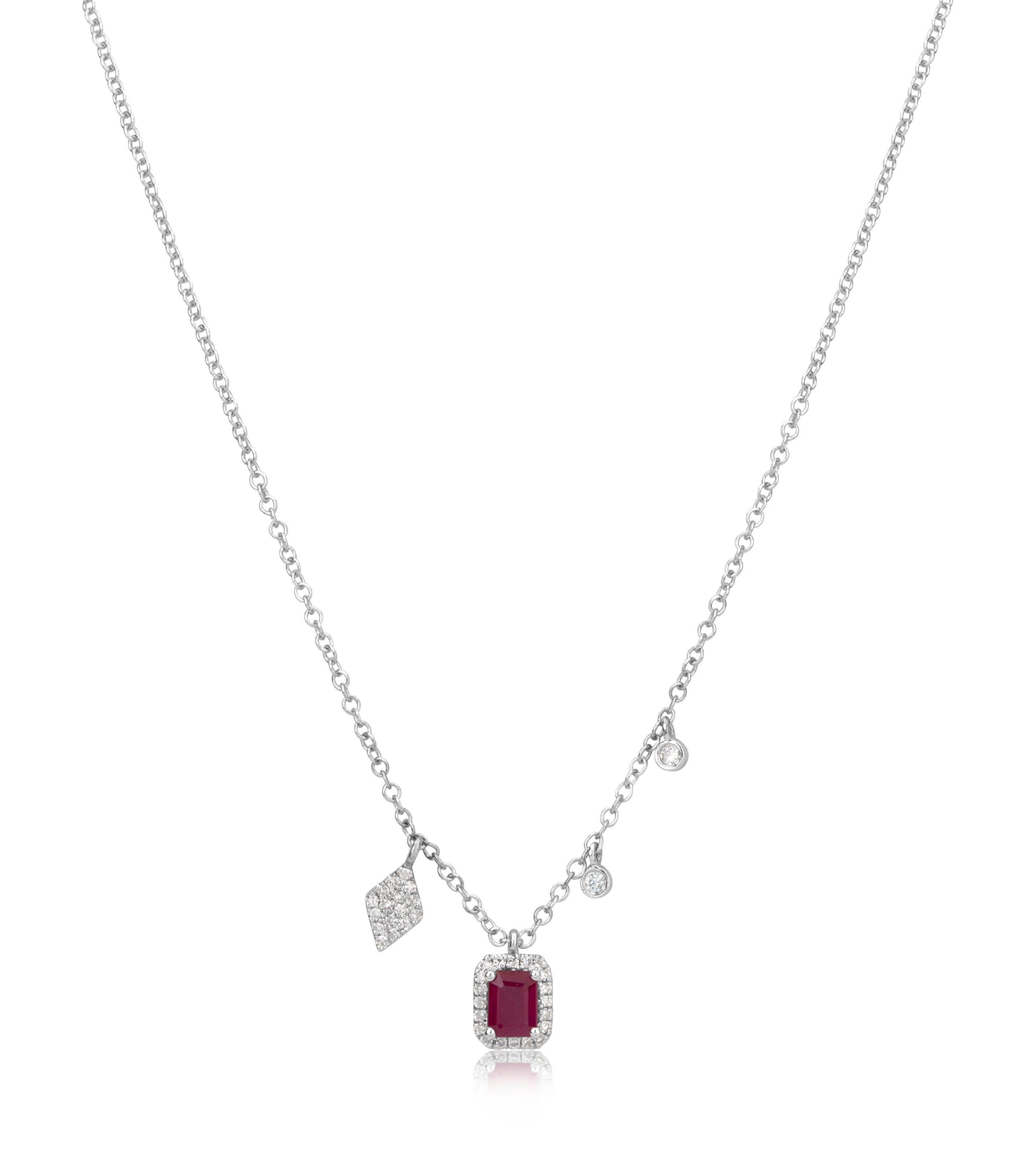 White Gold Ruby Necklace sold by Meira T