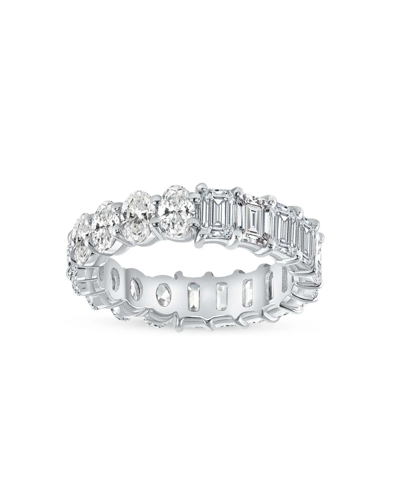 Half and Half Eternity Band Ring | Oval and Emerald Cut 4ct LAB Diamond sold by Meira T