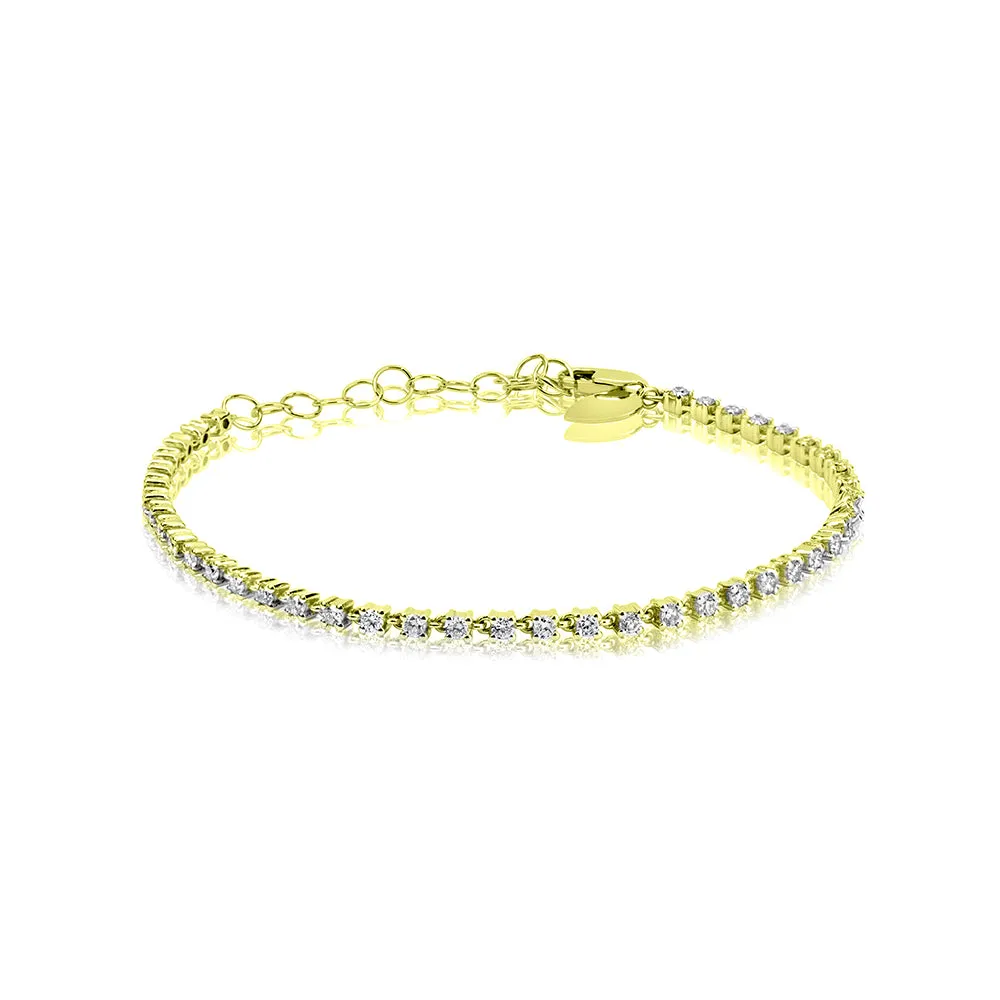 Yellow Gold 4 Prong Tennis Bracelet sold by Meira T