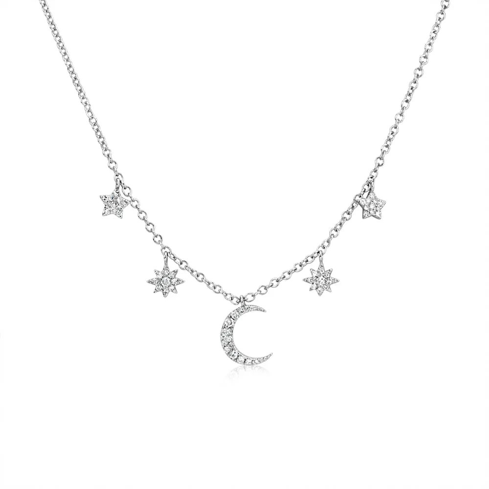 Sisterly Style Moon & Star Diamond Necklace | Online Exclusive sold by Meira T
