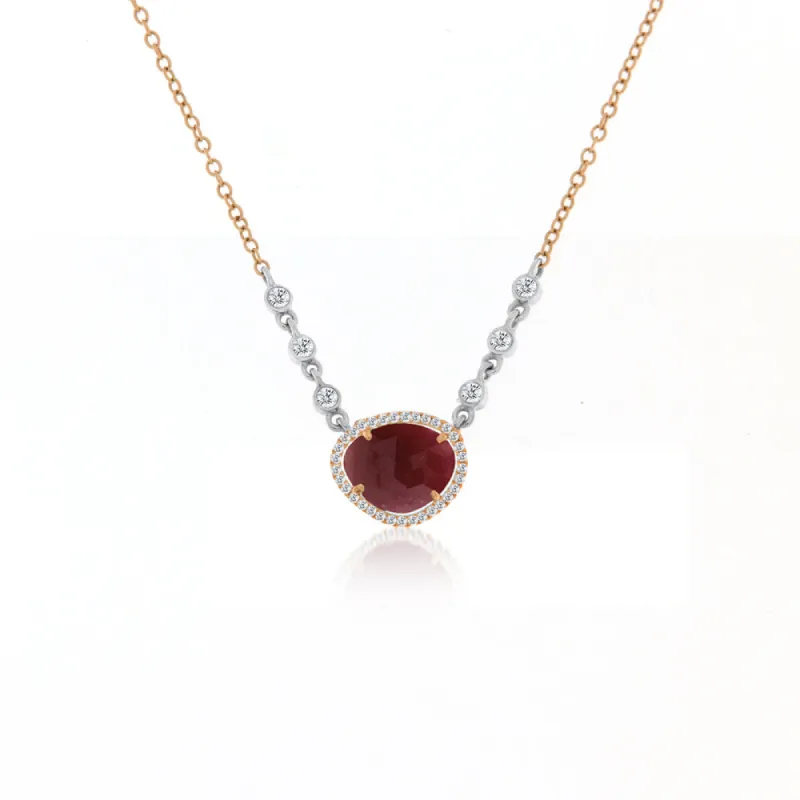 Garnet Necklace with Diamond Bezels sold by Meira T
