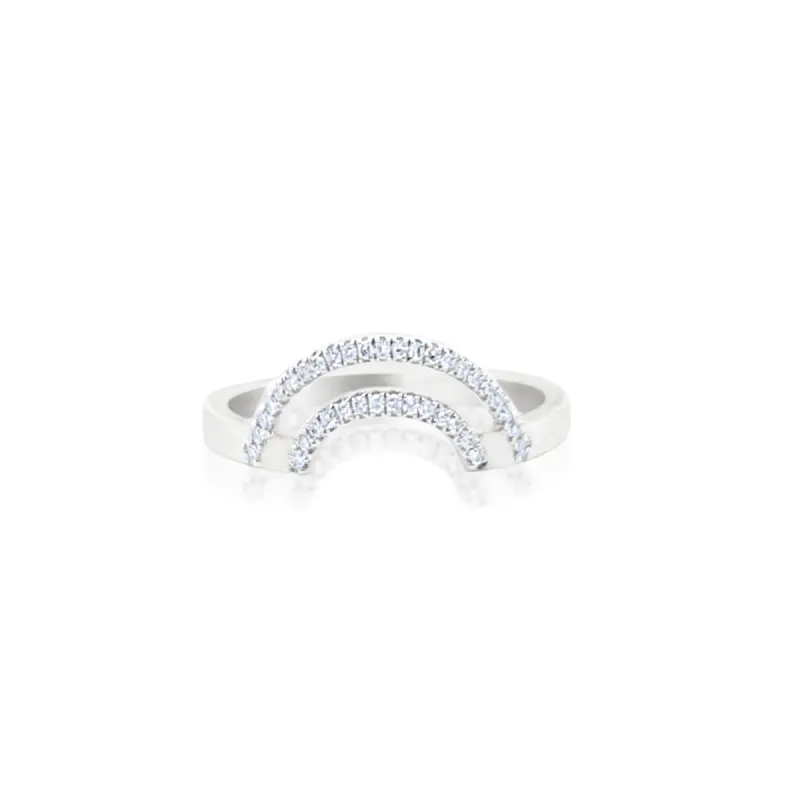 Size 6.5 White Gold Double Arch Diamond Ring sold by Meira T