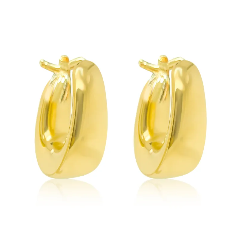 Gold Plated Elongated Oval Hoop Earrings Small sold by Meira T