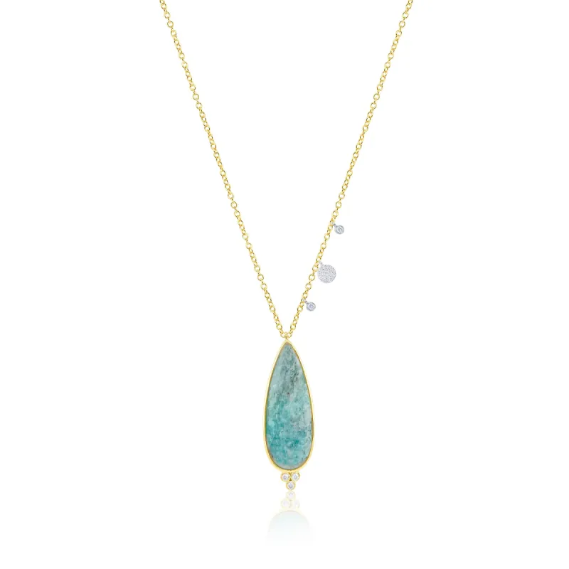 14kt Yellow Gold Diamond Amazonite Necklace sold by Meira T