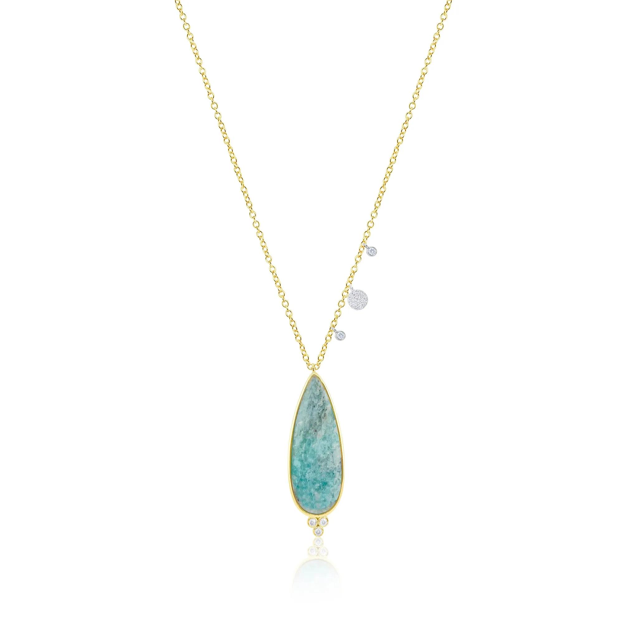 14kt Yellow Gold Diamond Amazonite Necklace sold by Meira T