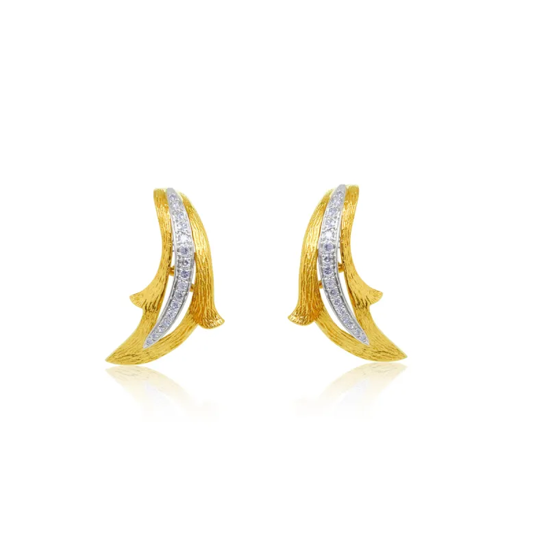 Yellow Gold and Diamond Earrings sold by Meira T