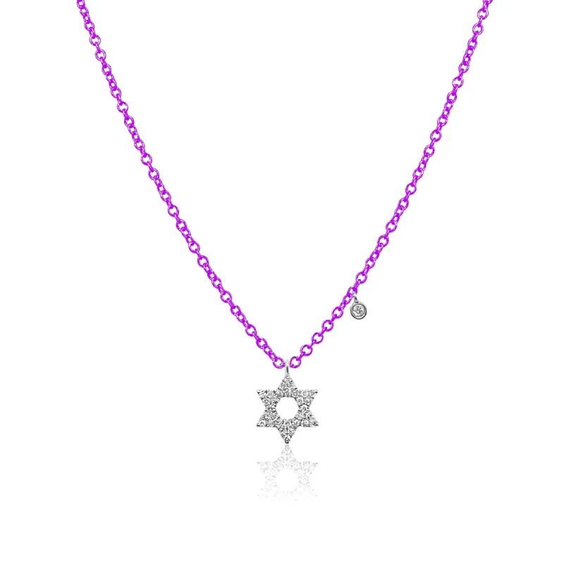 Groovy Purple Jewish Star Diamond Charm Necklace sold by Meira T