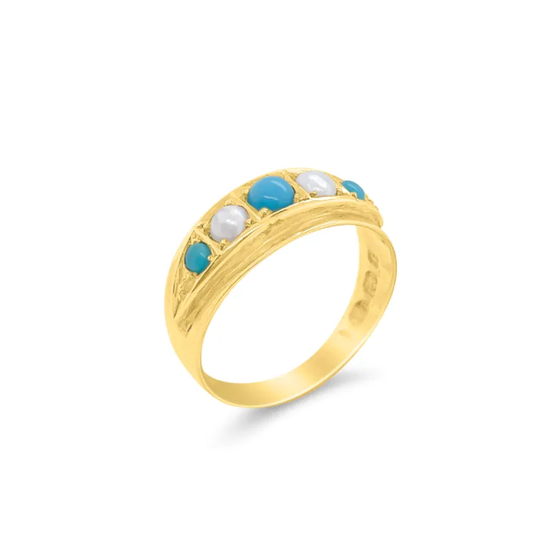 Antique Turquoise and Pearl Ring- Online Exclusive sold by Meira T