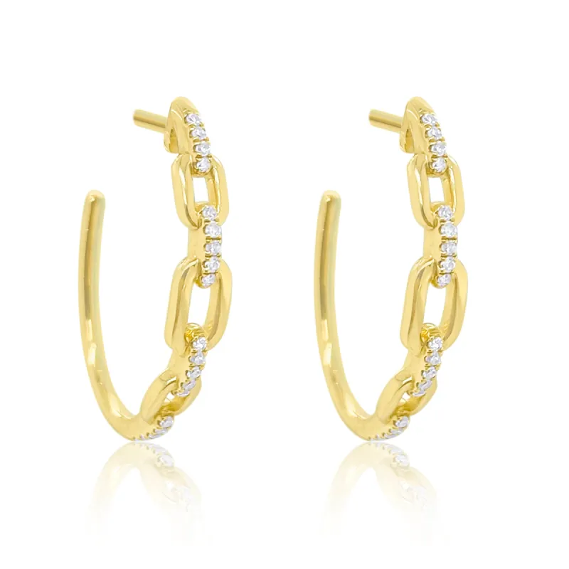 Yellow Gold Diamond Link Circle Studs sold by Meira T