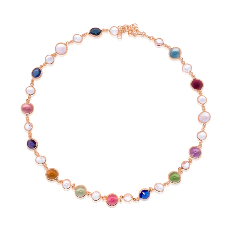 Rose Gold Plated Multicolor Gemstone Necklace sold by Meira T