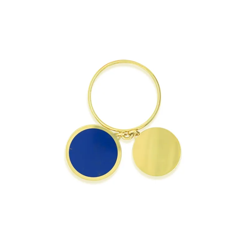 Yellow Gold Lapis Charm Ring sold by Meira T