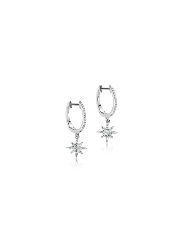 White Gold Starbust Earrings sold by Meira T