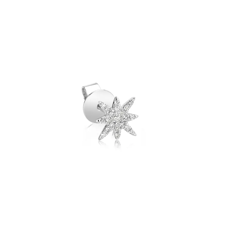 White Gold Diamond Starburst Stud Earrings (single) sold by Meira T