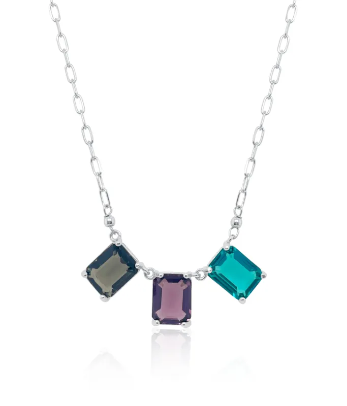 Paperclip Chain and Three Stone Necklace sold by Meira T