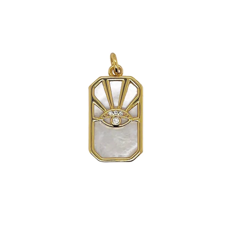 Mother of Pearl Hamsa Dog Tag Charm sold by Meira T