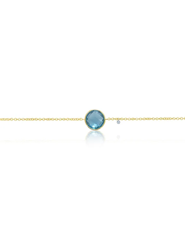 Yellow Gold Blue Topaz and Bezel Bracelet sold by Meira T