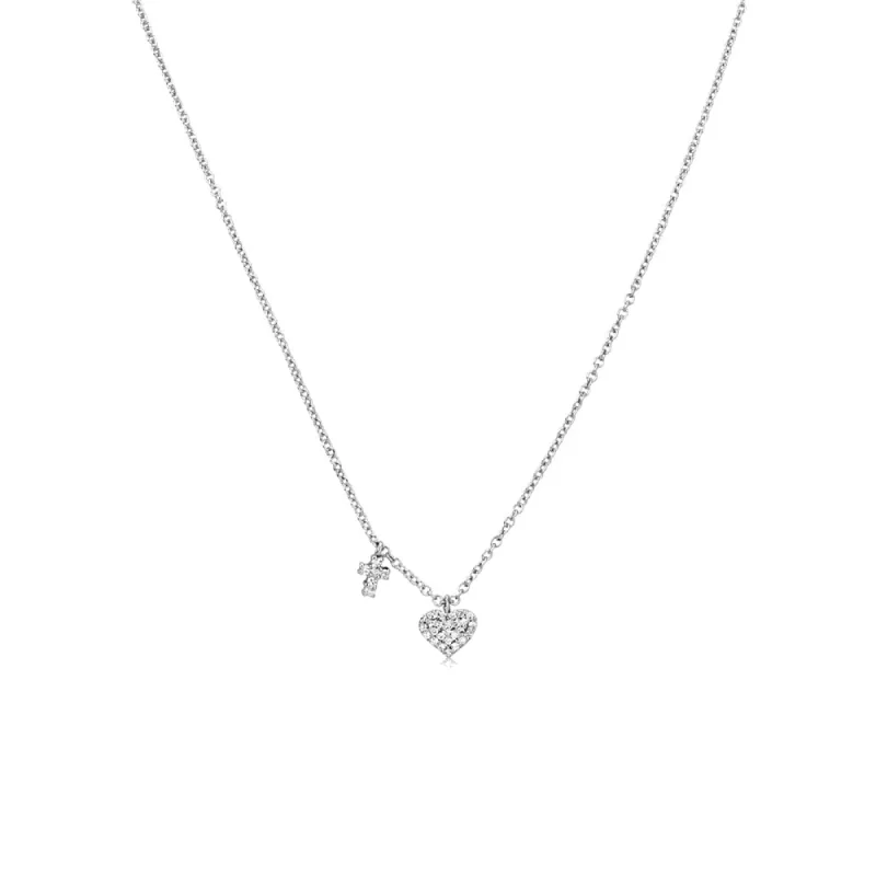 Diamond Cross and Heart Necklace sold by Meira T