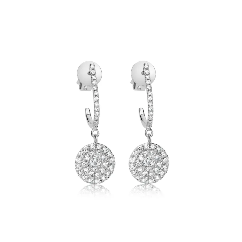 Pave Diamond Disc Earring with Diamond Hoop sold by Meira T