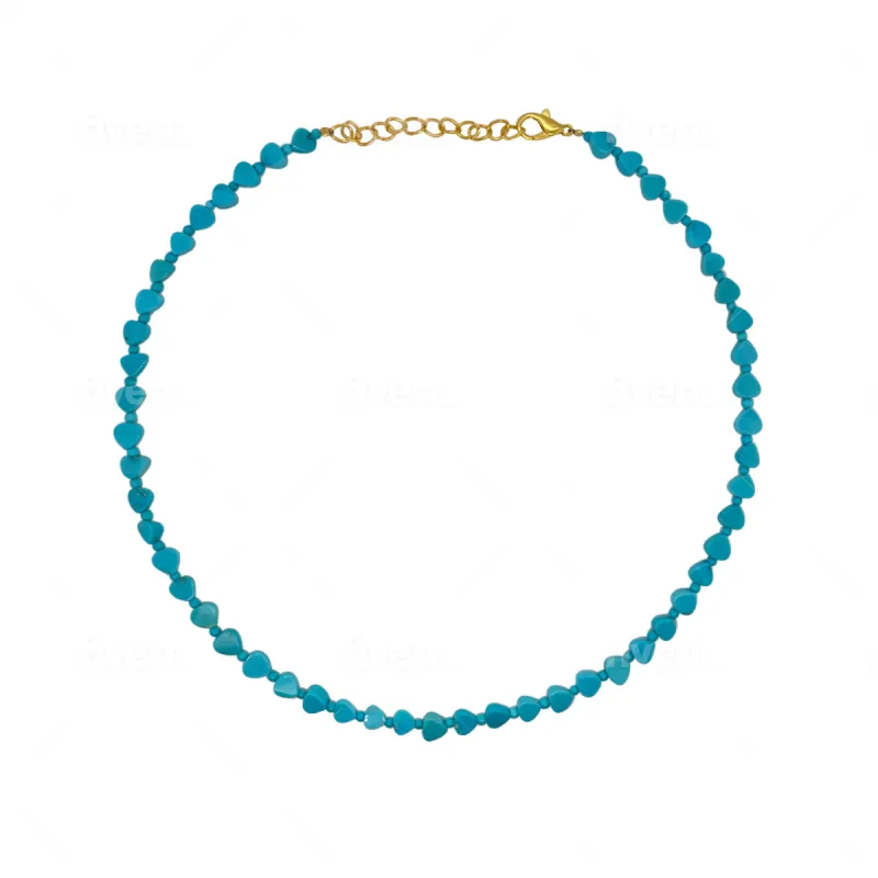 Turquoise Small Heart Shaped Beads Necklace sold by Meira T