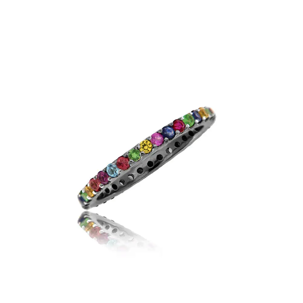 Rainbow Thin Black Rhodium Eternity Band (pre order) sold by Meira T