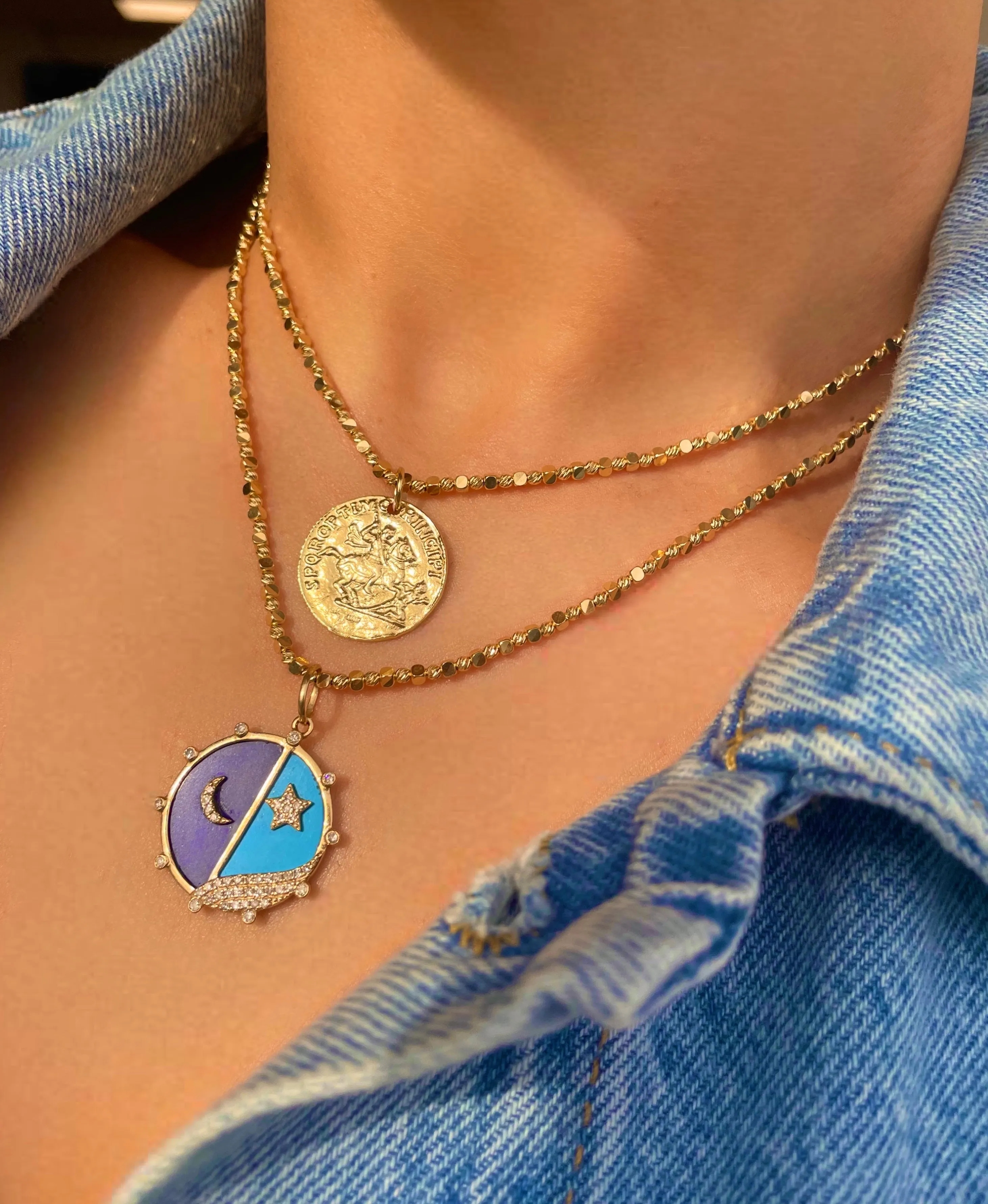 Yellow Gold Beaded Necklace sold by Meira T product image thumbnail 4