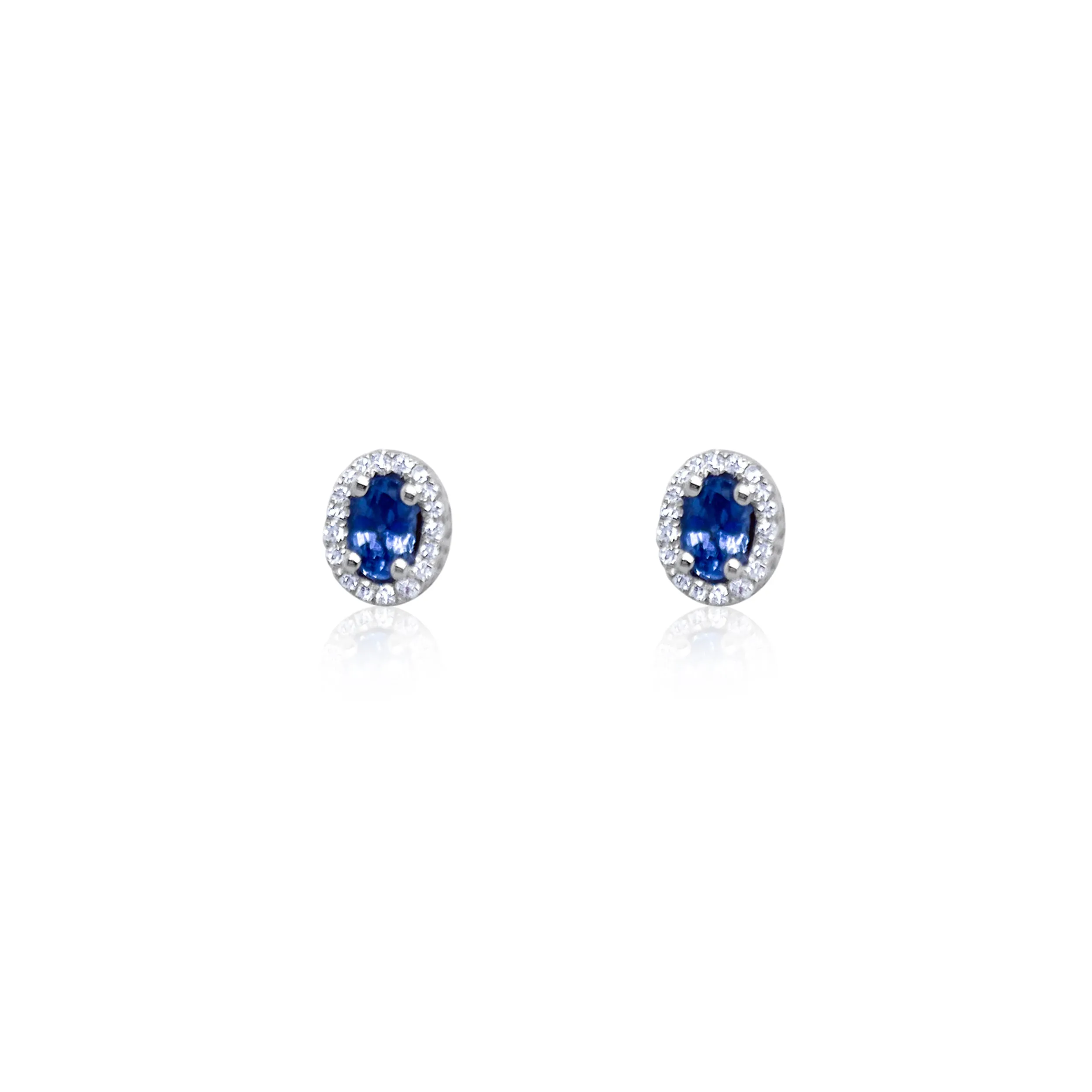 White Gold Blue Sapphire and Diamond Studs sold by Meira T