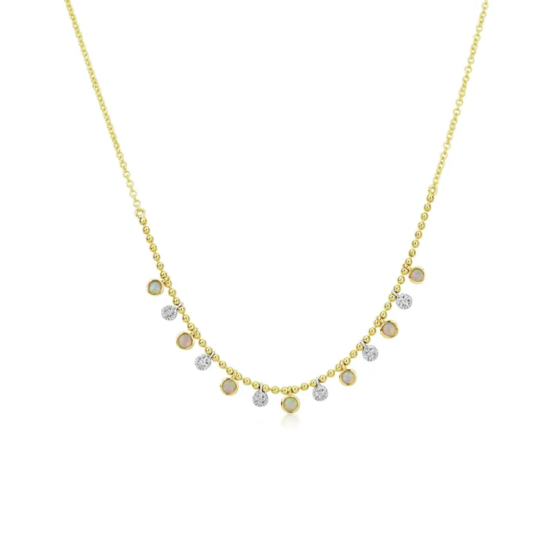 Diamond Bezel and White Opal Necklace sold by Meira T