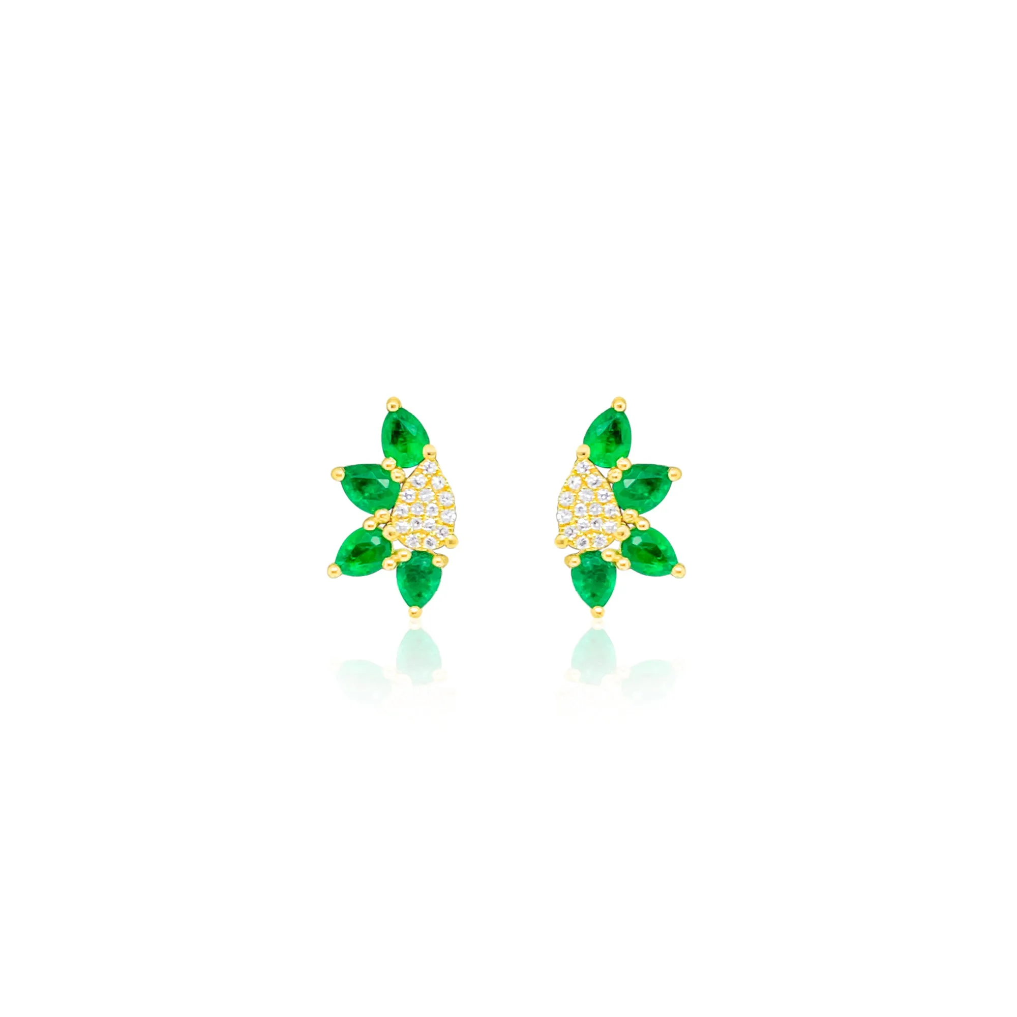 Yellow Gold Diamond and Emerald Stud sold by Meira T