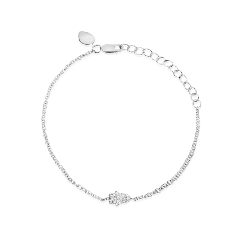 White Gold And Diamond Hamsa Bracelet sold by Meira T