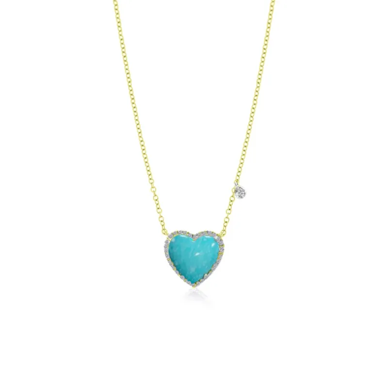 Yellow Gold Turquoise Heart Necklace sold by Meira T