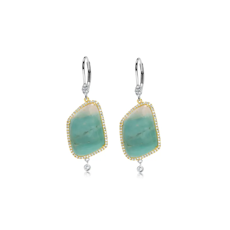 14kt Yellow Gold Chrysacolla Diamond Earrings sold by Meira T