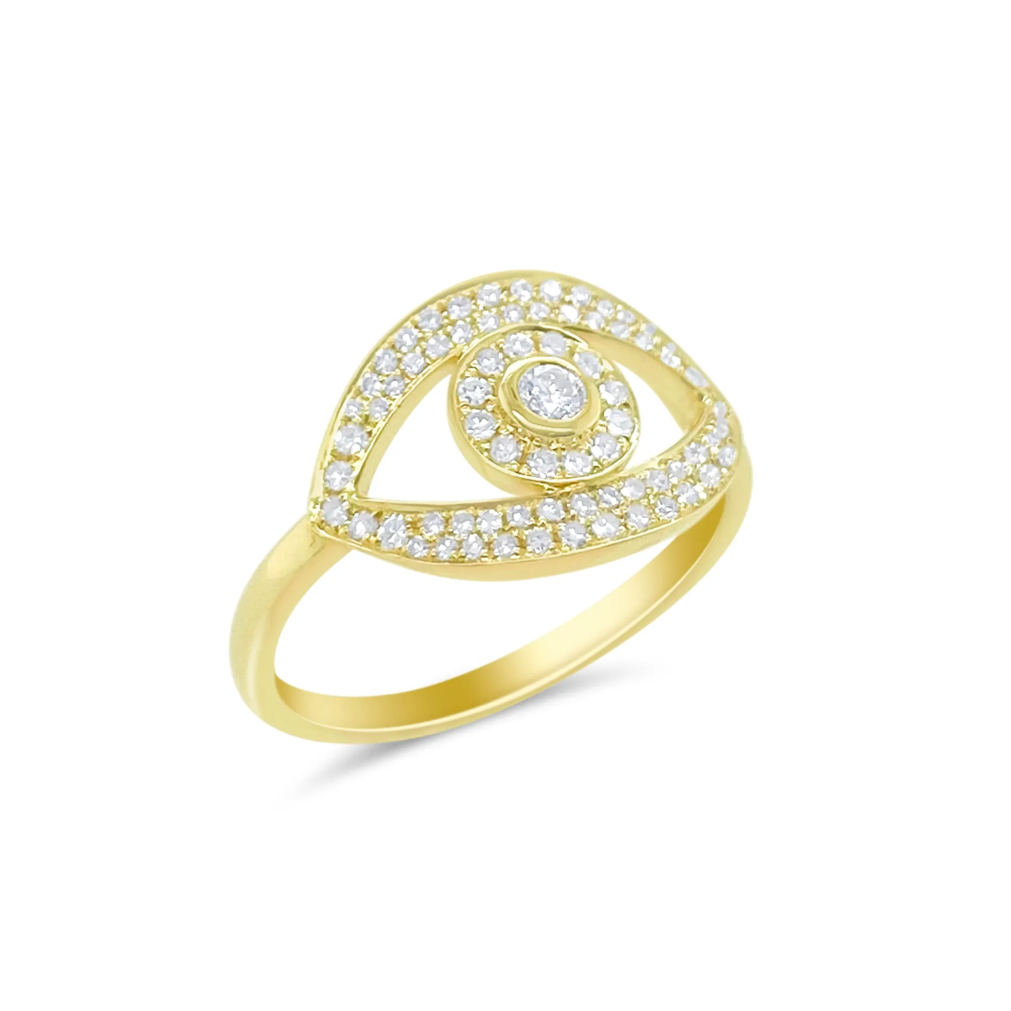 Yellow Gold Diamond Evil Eye Ring size 6.5 sold by Meira T