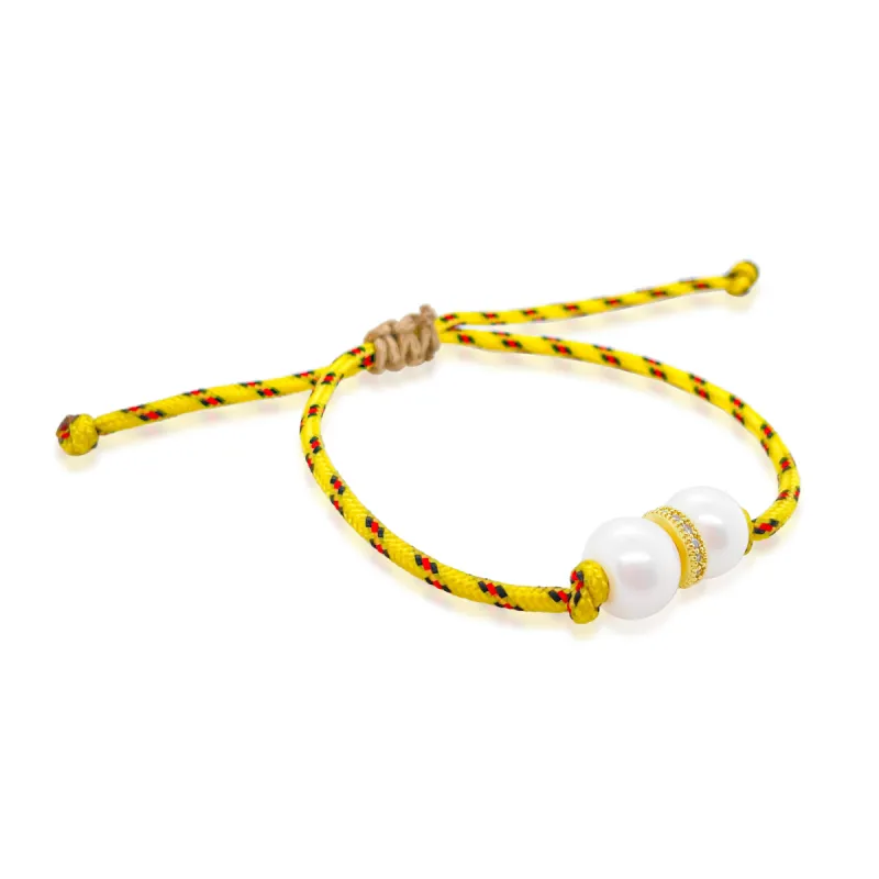 Fresh Water Double Pearl with Parachute Chord Bracelet sold by Meira T