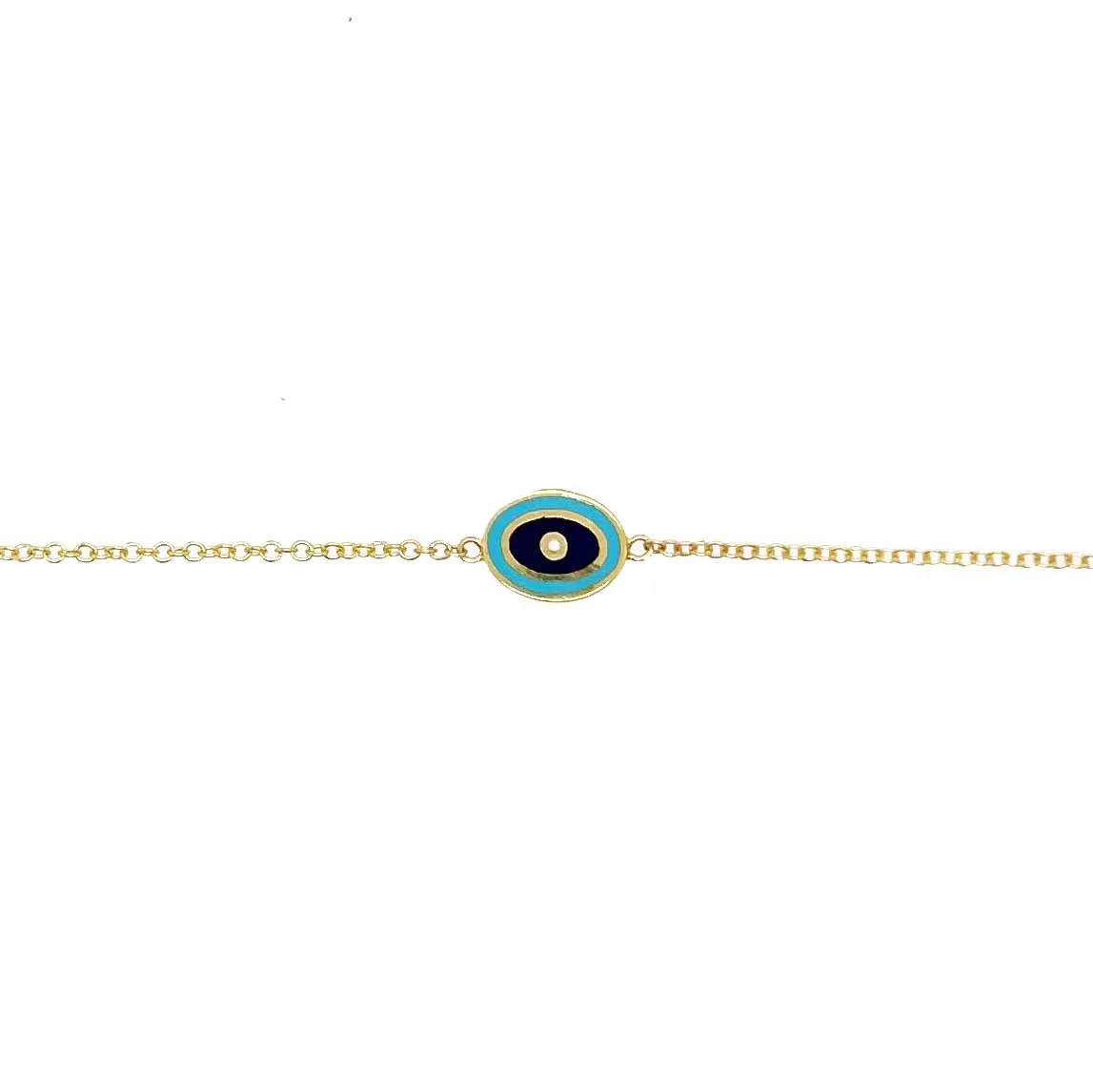 Blue Enamel Yellow Gold Evil Eye Bracelet 14kt sold by Meira T
