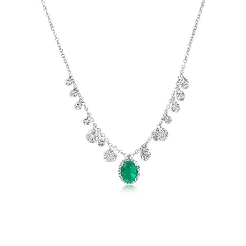 White Gold Emerald and Diamond Necklace sold by Meira T
