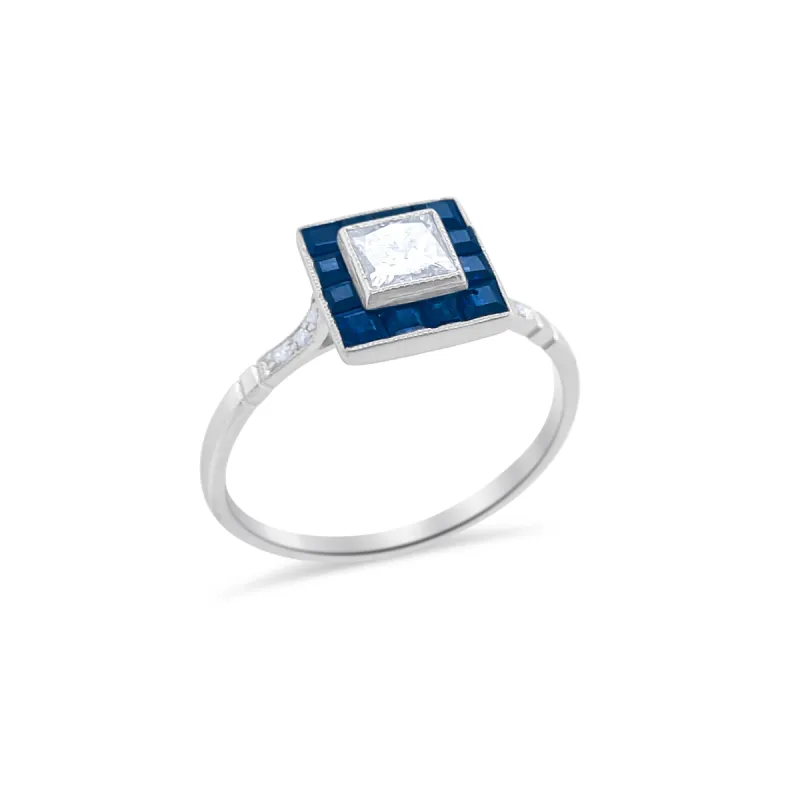 White Gold and Sapphire Antique Ring ONLINE EXCLUSIVE sold by Meira T
