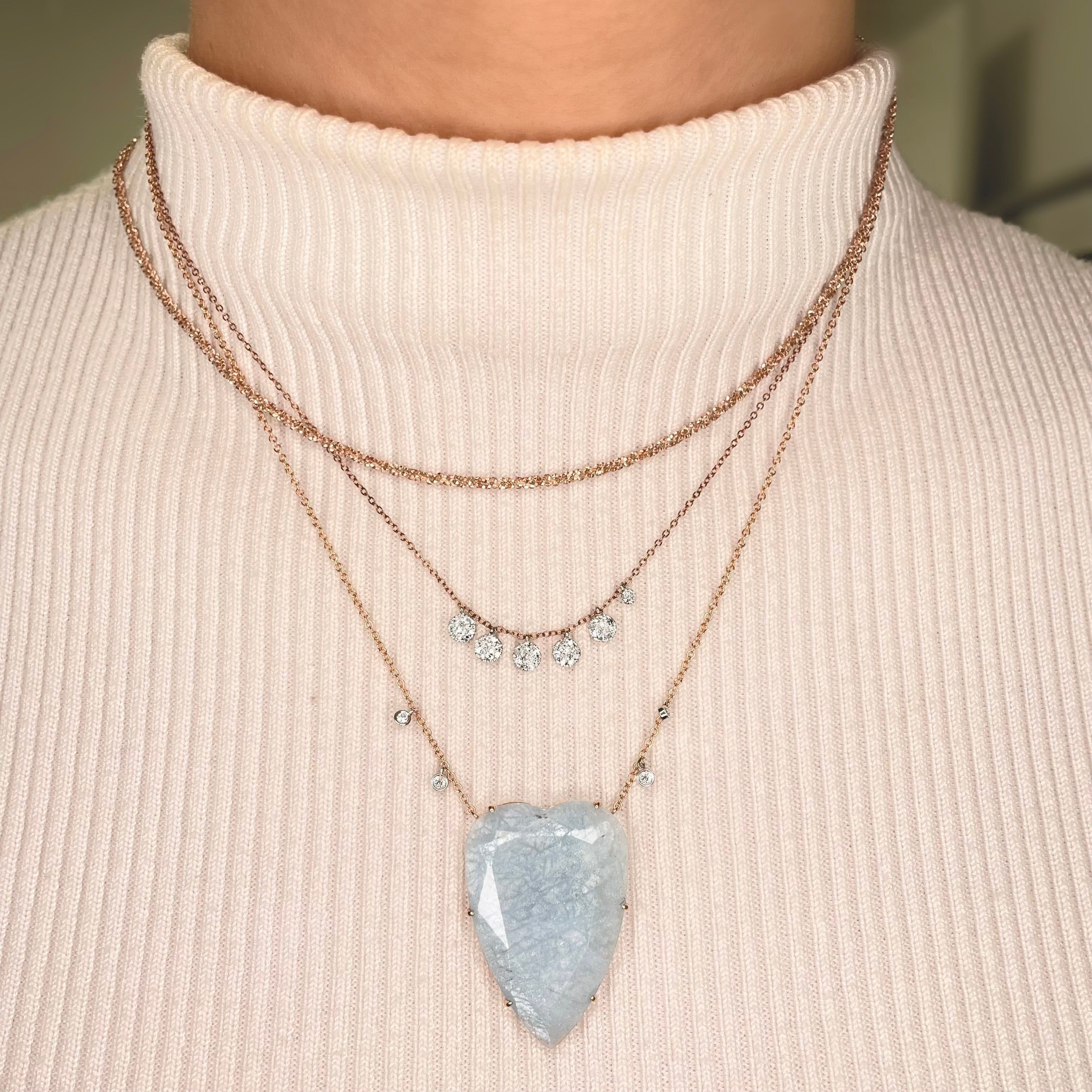 Milky Aqua Heart Necklace sold by Meira T product image thumbnail 2