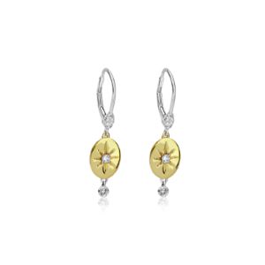 Yellow Gold Starburst and Diamond Earrings sold by Meira T