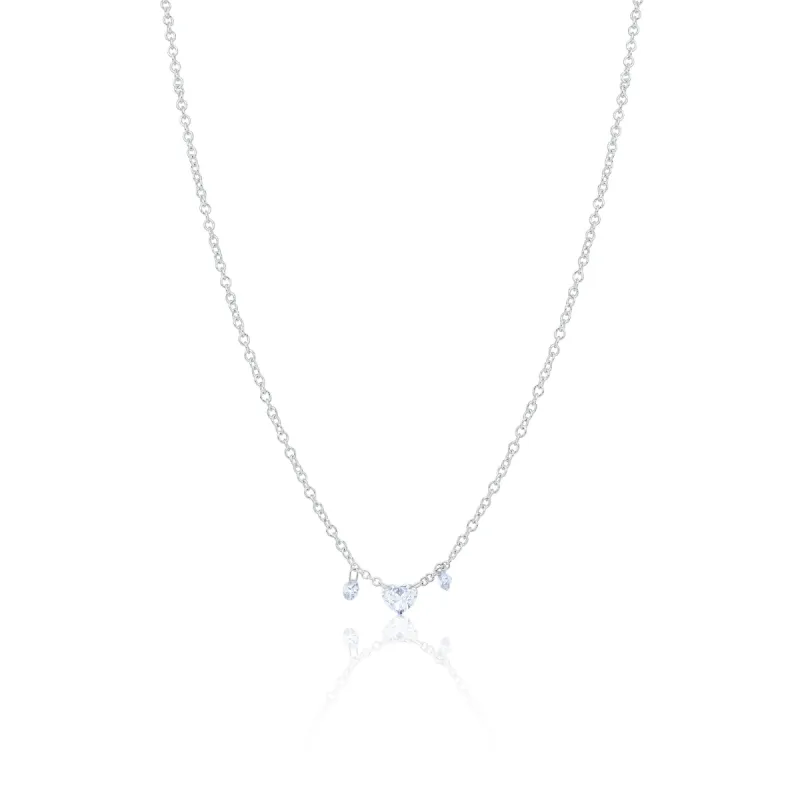 White Gold Drilled Diamond Heart Necklace sold by Meira T