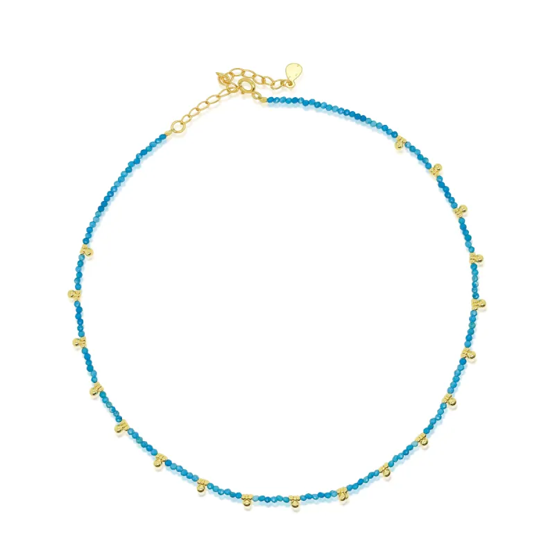 Turquoise Bead and Gold Plated Ball Drop Necklace. sold by Meira T