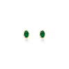 Emerald and Diamond Halo Studs sold by Meira T