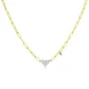 Paperclip Necklace with Diamond Heart Charm and Bezel sold by Meira T