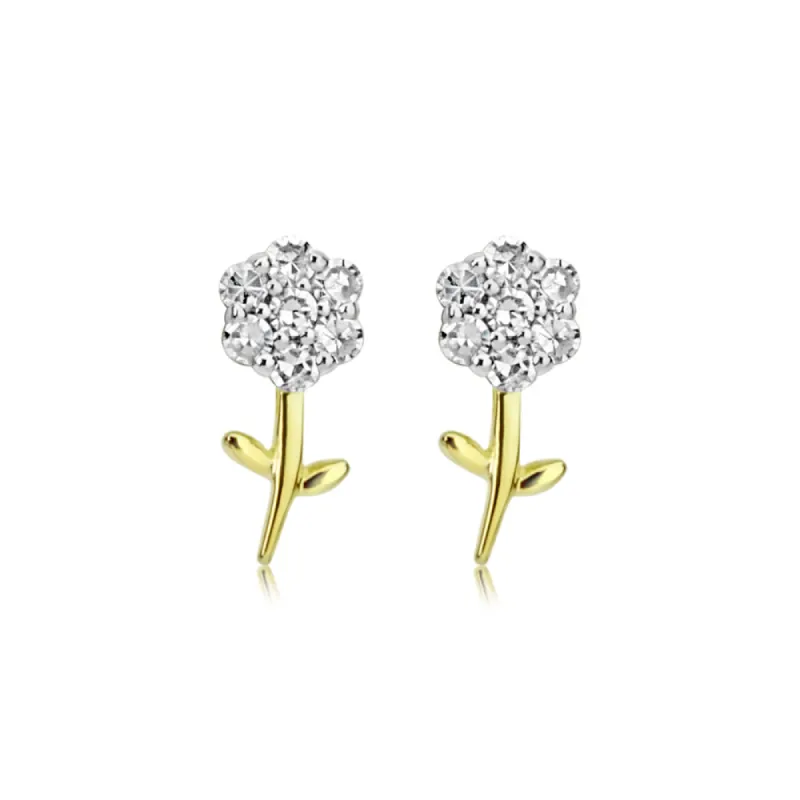 Diamond Flower Studs sold by Meira T