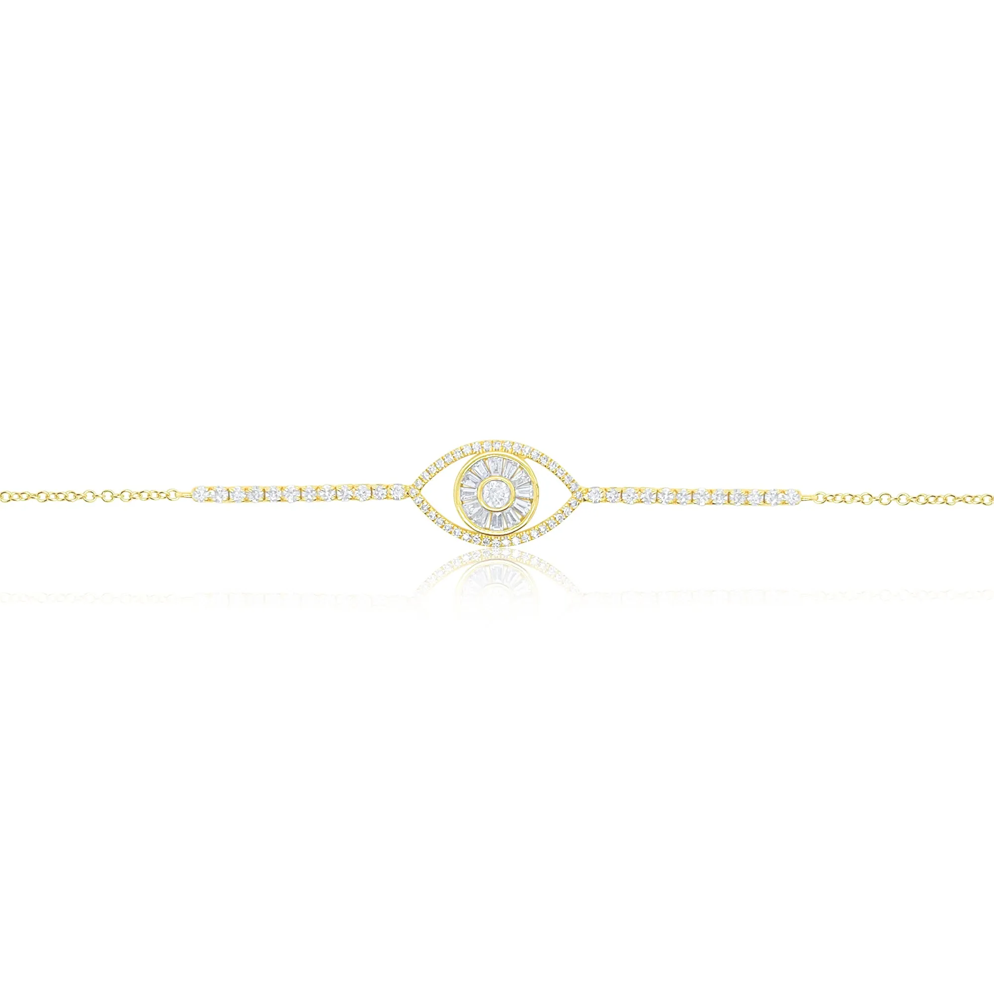 Yellow Gold Diamond Evil Eye Bar Bracelet sold by Meira T
