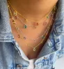Yellow Gold Plated Gemstone Drop Layering Necklace sold by Meira T