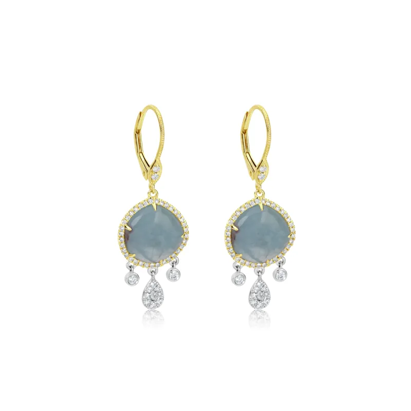 Aqua and Diamond Dangle Earrings sold by Meira T